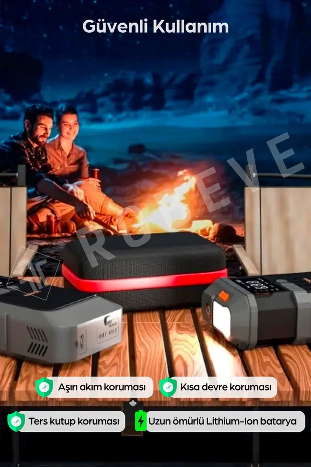 4-in-1 Şarjlı Akü Takviye Cihazı Uyumlu – 12000 mAh , 1200A , Lastik Pompası, Powerbank , LED Işık